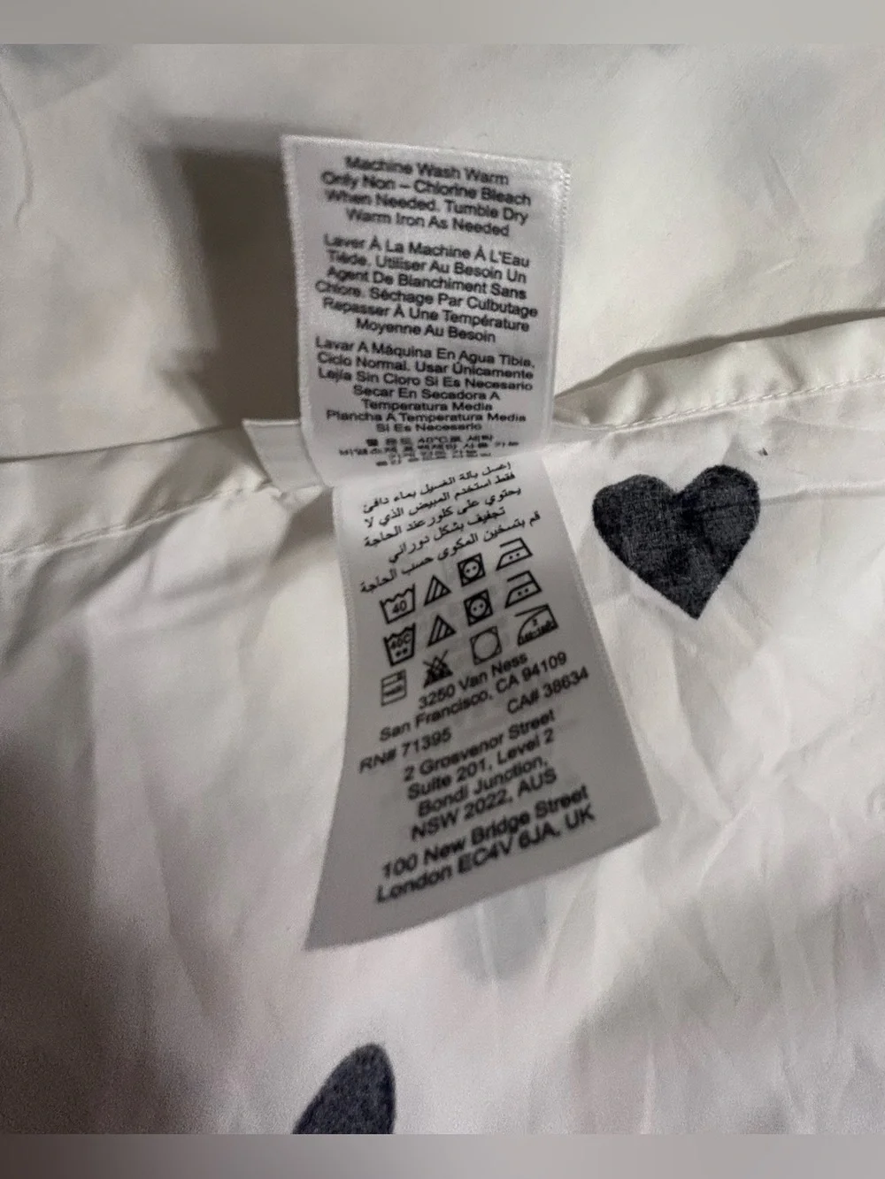 Pottery Barn Teen Emily & Meritt Black Hearts XL Twin Flat Sheet